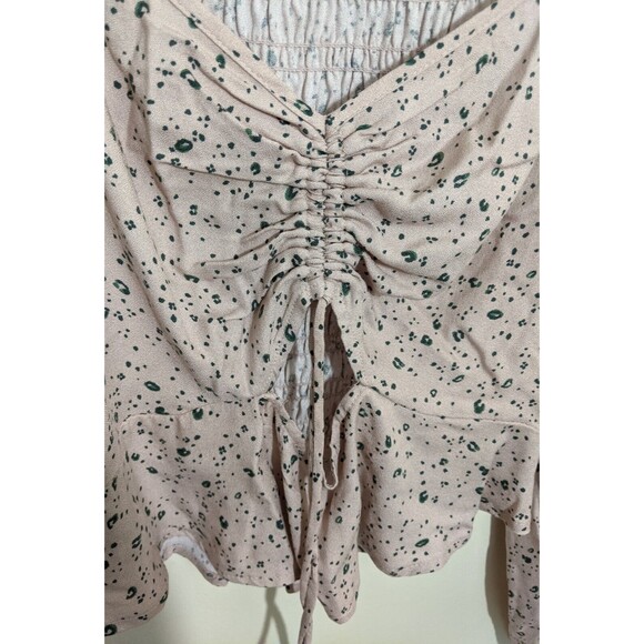 Kirious Los Angeles Top Cropped Ruched Cut Out Y2K Animal Print Smocked Medium - Picture 7 of 10